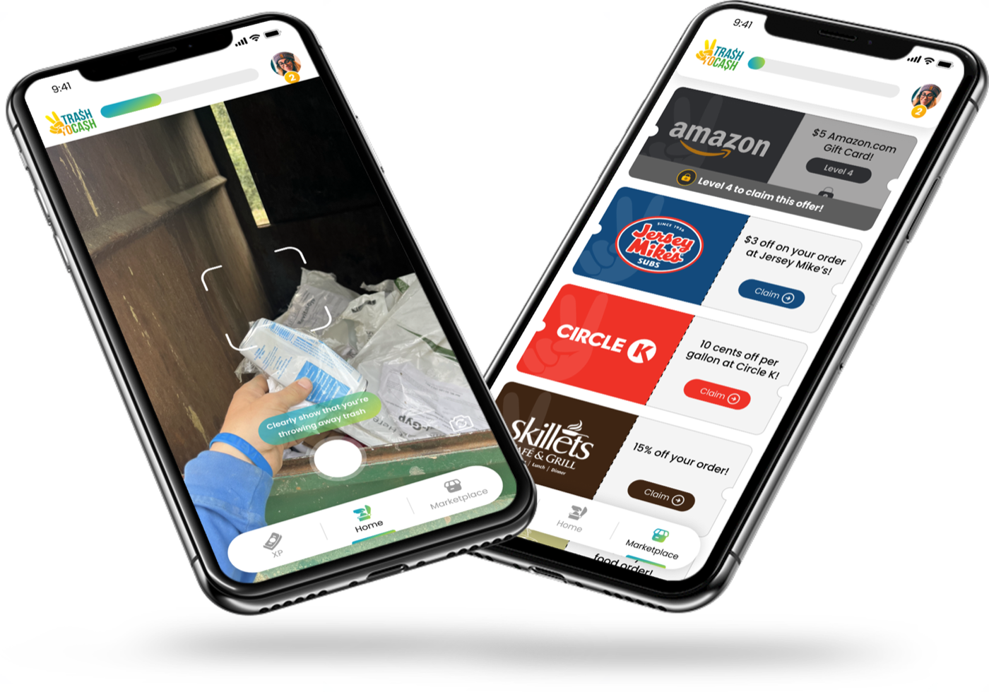 Trash2Cash cleanup camera and local discounts marketplace